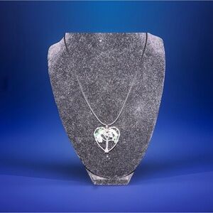 Heart-Shaped Braided Tree of Life Green Crystal Gemstone Pendant Necklace